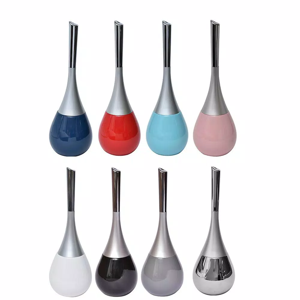 Unbranded Water Drop Ceramic Toilet Bowl Brush and Holder Set - Navy Blue