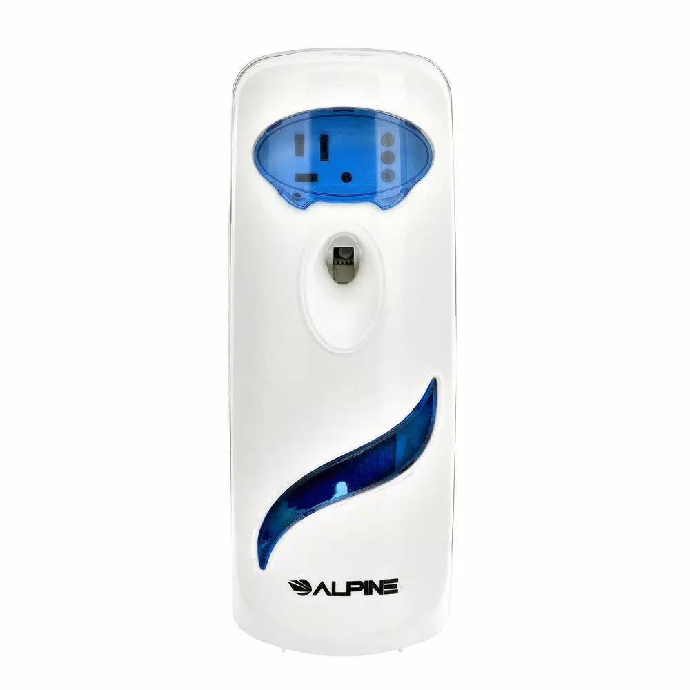 Alpine Industries Deluxe Automatic Aerosol Air Freshener Dispenser, 8.5 oz. Capacity, Blue/White