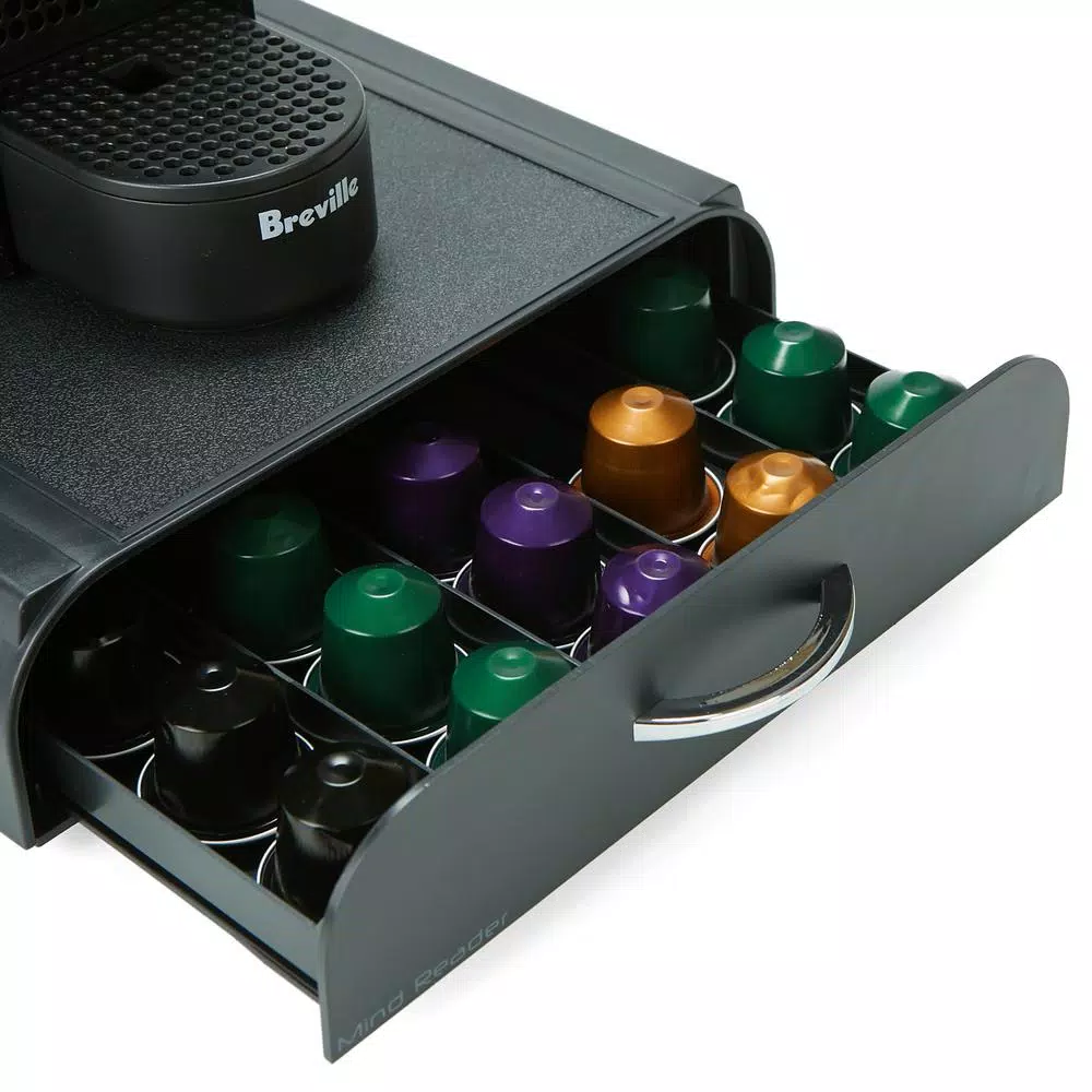 Mind Reader 2-Piece Coffee Condiment Organizer Set with 50-Pod Capacity Storage Drawer, Black