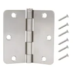 Everbilt 3-1/2 in. x 1/4 in. Radius Satin Nickel Steel Door Hinge, 24-Pack thumbnail 1