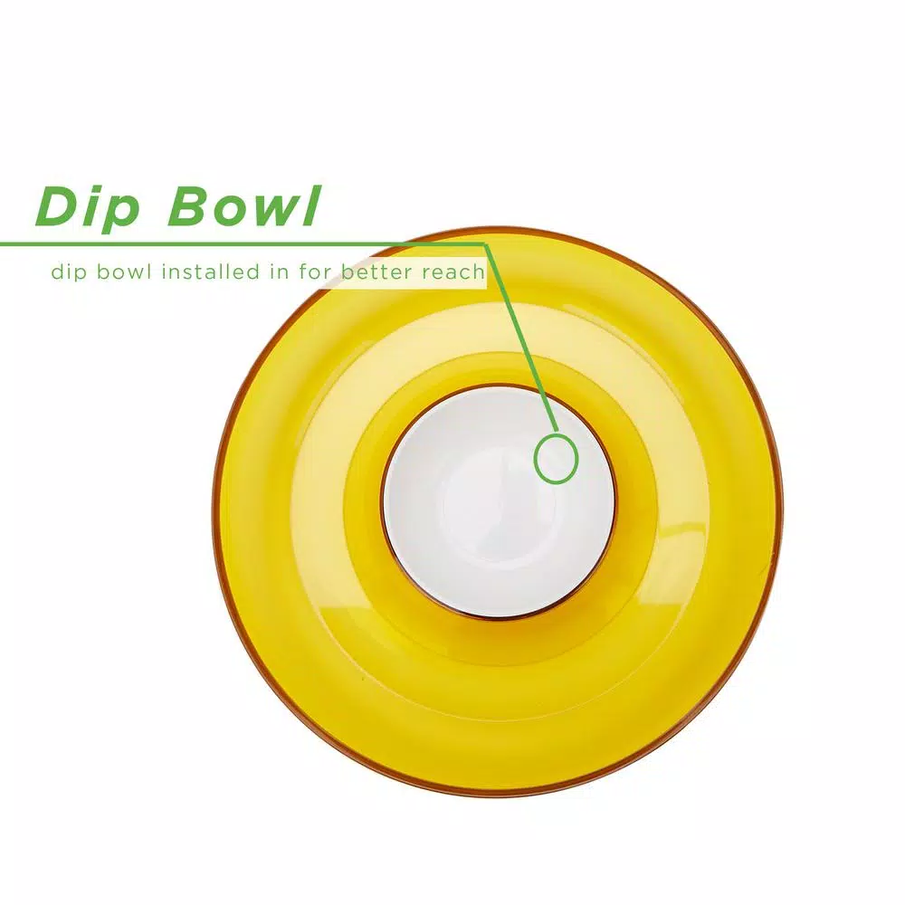 Mind Reader Yellow Acrylic Chip and Dip Bowl Set, 13-inch Round Snack Serving Tray