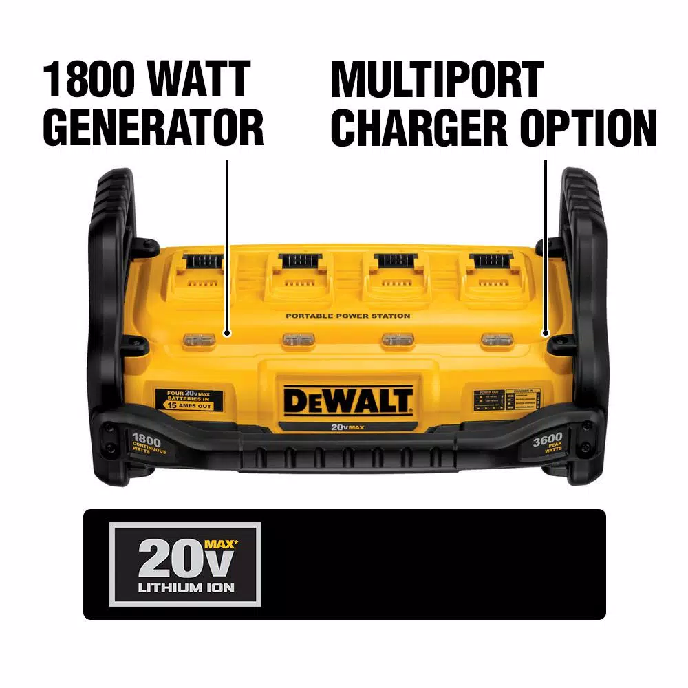 DEWALT DCB1800B 1800W Portable Power Station and 4-Port Battery Charger