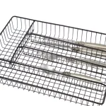 Creative Home Black Powder Coated Iron 5-Compartment Cutlery Tray & Utensil Organizer, Large thumbnail 4