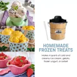 Maximatic Elite Gourmet 4Qt. Old Fashioned Pine Wood Electric & Manual Ice Cream Maker thumbnail 4