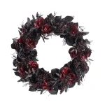 Home Accents Holiday 30 in. Black and Burgundy Artificial Rose Halloween Wreath thumbnail 1