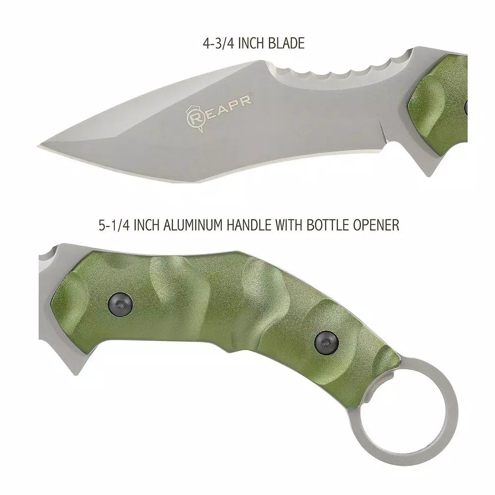 Sheffield REAPR SLAMR 4.75 in. Fixed Blade Drop Point Knife with Aluminum Handle