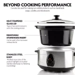 Ovente 3.7 Qt. Stainless Steel Electric Slow Cooker with Glass Lid, 3 Temperature Settings (SLO35ABR) thumbnail 2