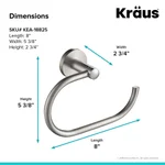 Kraus Elie Brushed Nickel Towel Ring - Solid Brass Hand Towel Holder thumbnail 2