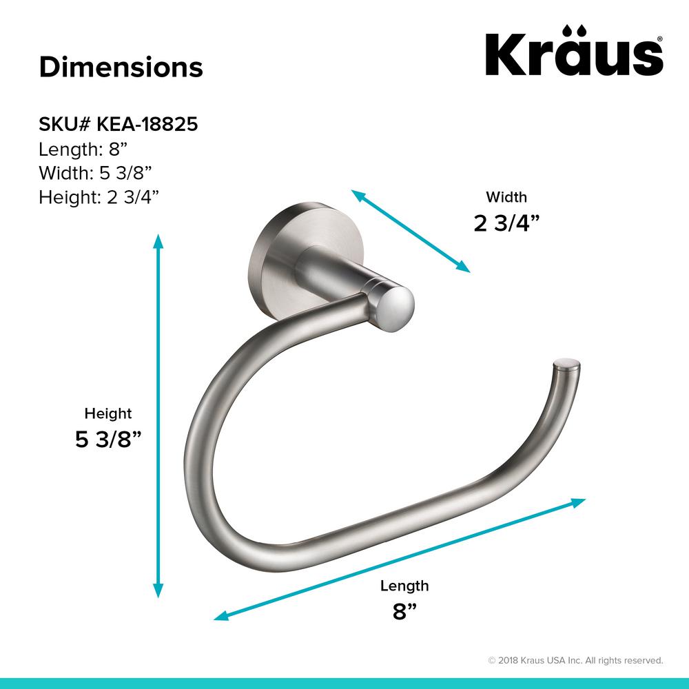 Kraus Elie Brushed Nickel Towel Ring - Solid Brass Hand Towel Holder