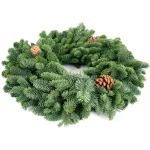 VAN ZYVERDEN 16 in. Live Fresh Cut Pacific Northwest Noble Fir Christmas Wreath with Pine Cones thumbnail 2