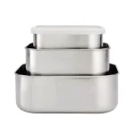 Tramontina 3-Piece Stainless Steel Square Food Storage Container Set with Frosted Lids thumbnail 2