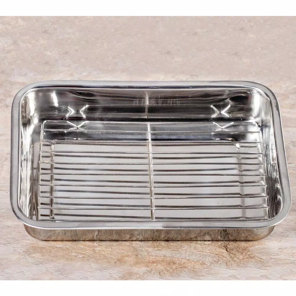 Unbranded Stainless Steel Roasting Pan with Removable Rack, 18 x 14 inch
