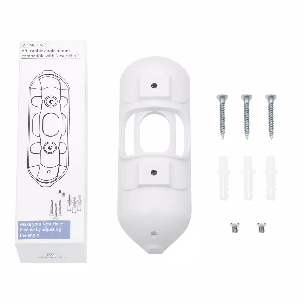 Wasserstein Adjustable Angle Wall Mount for Google Nest Hello Video Doorbell, White