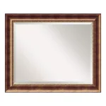 Amanti Art Manhattan 33.5 in. W x 27.5 in. H Rectangular Beveled Edge Wood Bathroom Vanity Mirror, Burnished Bronze thumbnail 4