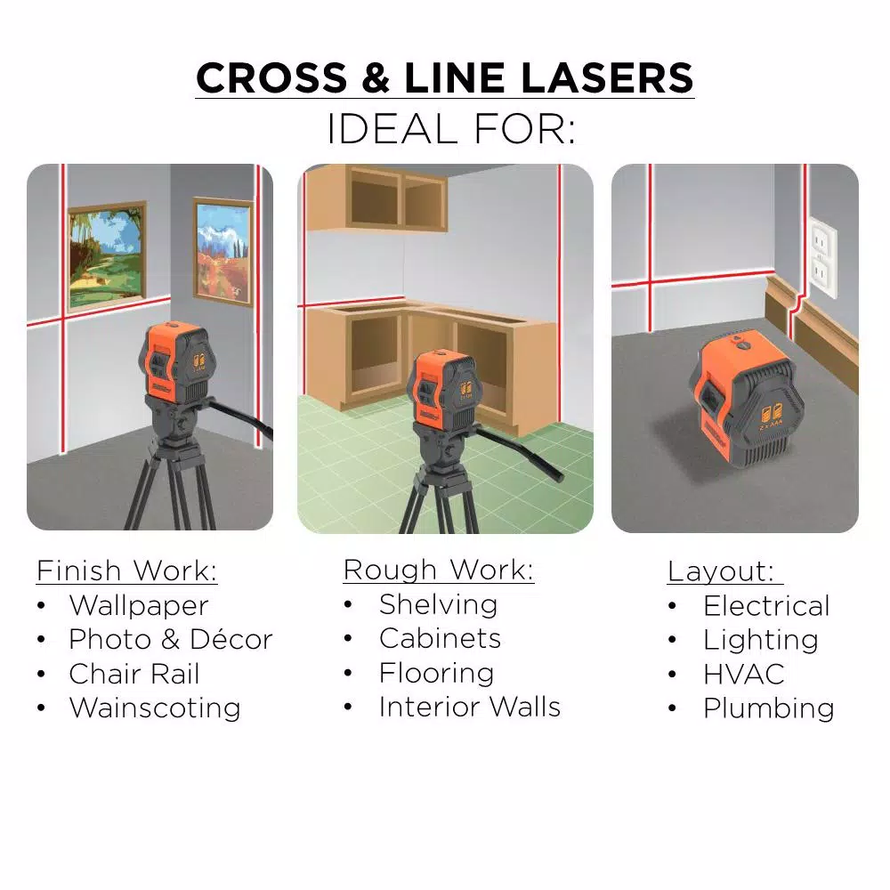 Johnson 40-6648 Self-Leveling Cross and Line Laser Level with Plumb Line