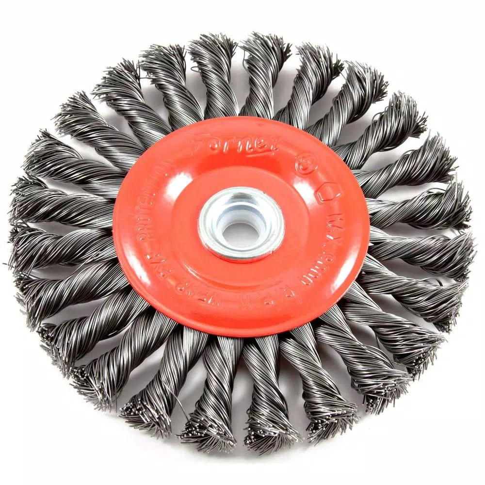 Forney 6 in. Twist Knot Crimped Steel Wire Wheel Brush, 1/2 in. and 5/8 in. Arbor