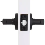 Defiant Highland Matte Black Keyed Entry Door Lever with Round Rose thumbnail 4
