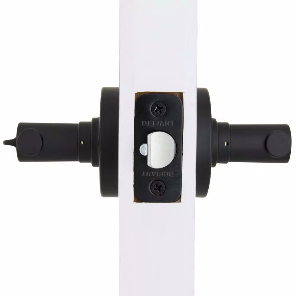 Defiant Highland Matte Black Keyed Entry Door Lever with Round Rose