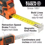 Klein Tools 25 ft. Magnetic Double Hook Tape Measure with 9.5 ft. Standout thumbnail 2