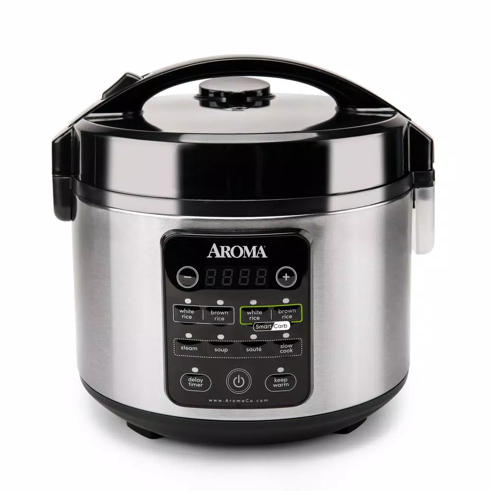 Aroma 12-Cup Smart Carb Rice Cooker and Multicooker, Stainless Steel