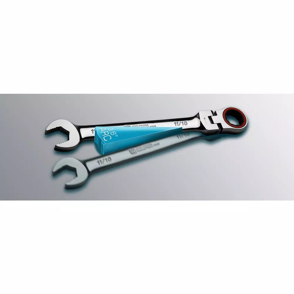 Capri Tools 8-Piece SAE 100-Tooth Flex-Head Ratcheting Combination Wrench Set