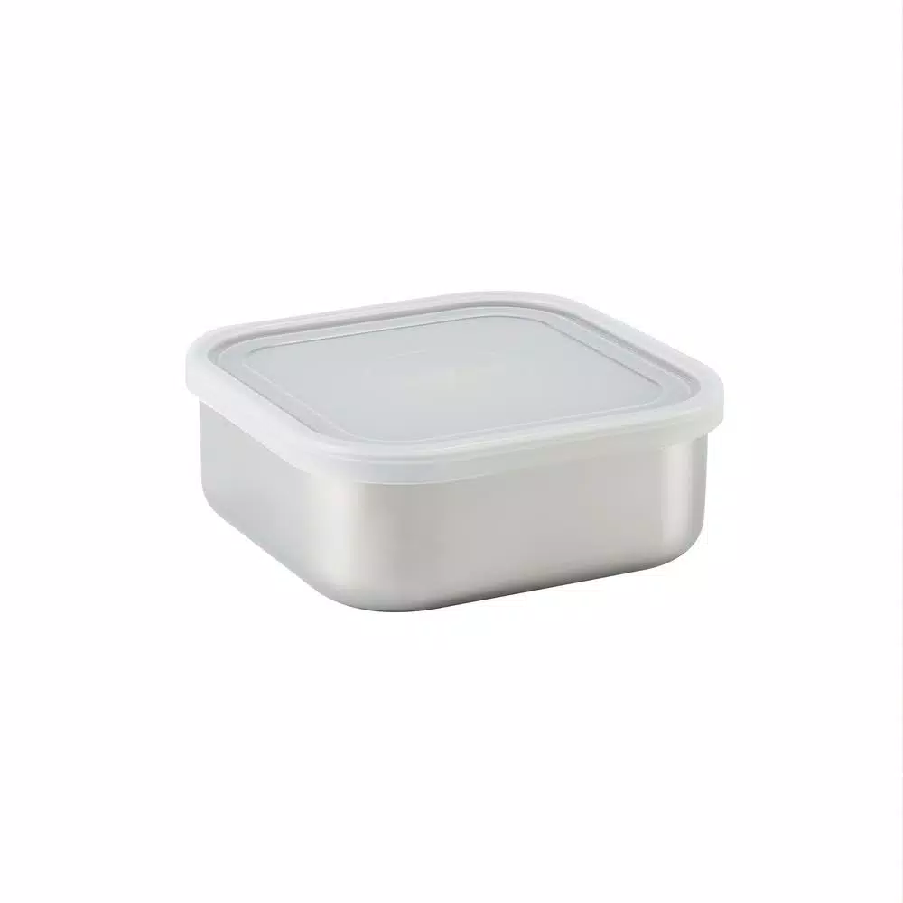 Tramontina 3-Piece Stainless Steel Square Food Storage Container Set with Frosted Lids