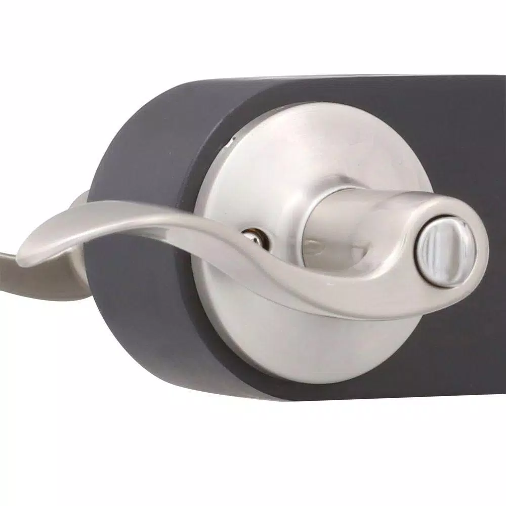 Toledo Fine Locks Satin Nickel Privacy Lever Set - Wave Style Interior Door Handle