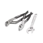 Husky 3-Piece Pliers and Wrench Set with Groove Joint, Slip Joint, and Double Speed Adjustable Wrench thumbnail 1