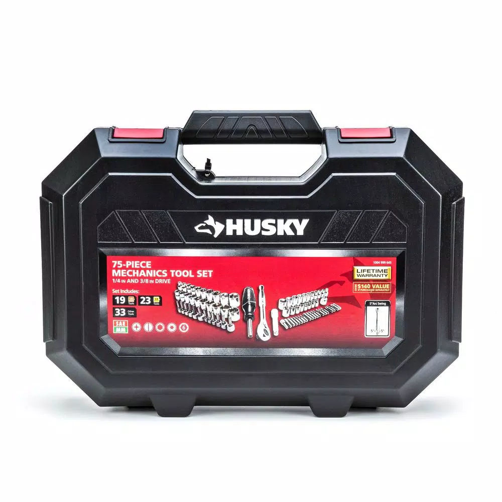 Husky 75-Piece 1/4 in. and 3/8 in. Drive Mechanics Tool Set
