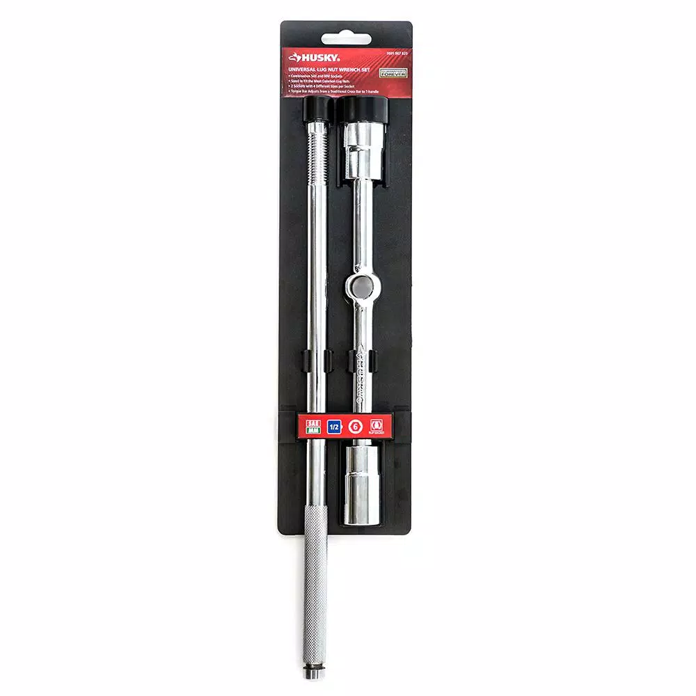 Husky Universal Lug Nut Wrench Set, 4-Piece, 1/2 in. Drive, SAE and Metric