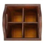 3R Studios Dorian Rustic Brown Reclaimed Pine 4-Compartment Utensil Holder & Flatware Caddy thumbnail 2
