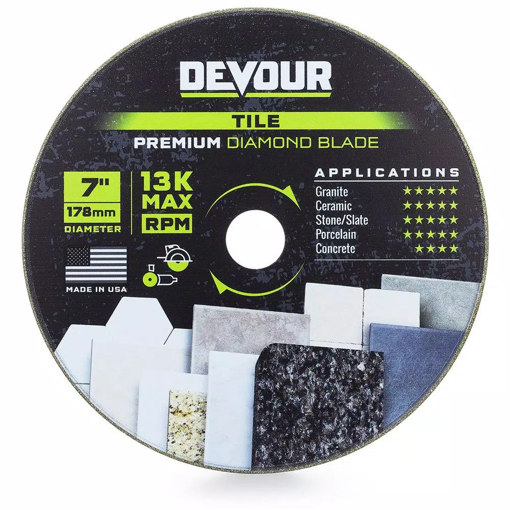 DEVOUR 7 in. Premium Diamond Continuous Rim Blade for Tile and Stone