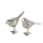 CosmoLiving by Cosmopolitan Geometric Silver Bird Decorative Sculptures, Set of 2 Modern Abstract Statues thumbnail 2