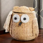 StyleWell Light Brown Owl Water Hyacinth Woven Decorative Basket with Lid thumbnail 3