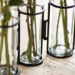 Danya B. 8 in. Hinged 5-Bottle Vase, Black Iron and Clear Glass thumbnail 6