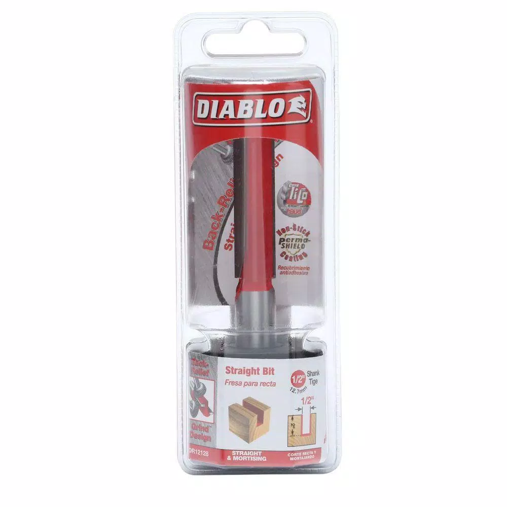 Diablo 1/2 in. x 2 in. Carbide Straight Router Bit with Titanium Construction
