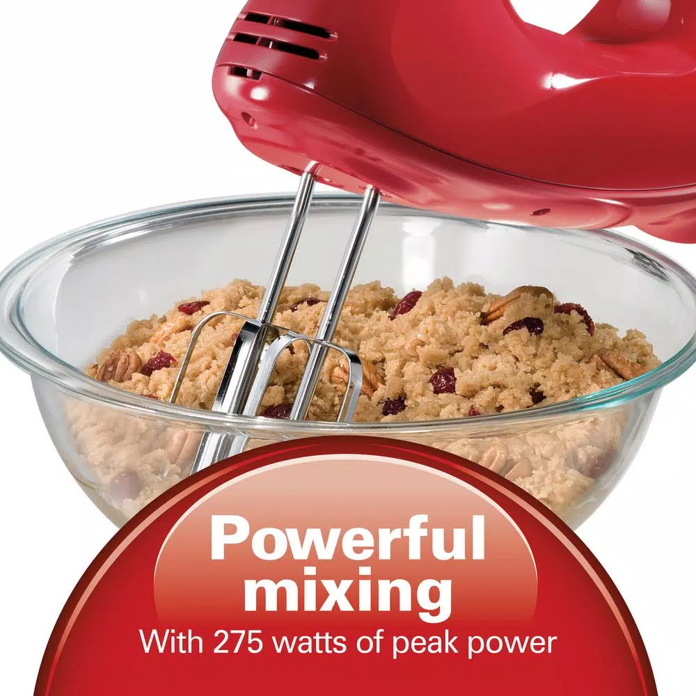 Hamilton Beach Ensemble 6-Speed Hand Mixer with Snap-On Storage Case, Red