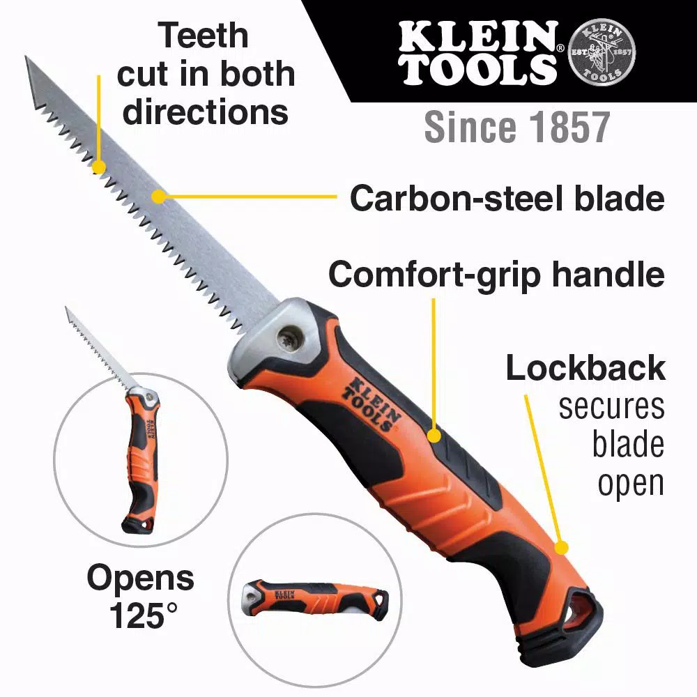 Klein Tools 5.2 in. Folding Jab Saw with Comfort Grip Handle