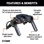 CURT E16 5th Wheel Hitch, 16,000 lbs. Capacity, Dual-Axis Pivot thumbnail 4