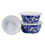 Golden Rabbit Cobalt Swirl 3-Piece Enamelware Bowl Set with Lids thumbnail 2