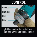 Makita 18V LXT Brushless 4-Function Hybrid Impact Hammer Driver Drill (Tool Only) thumbnail 8