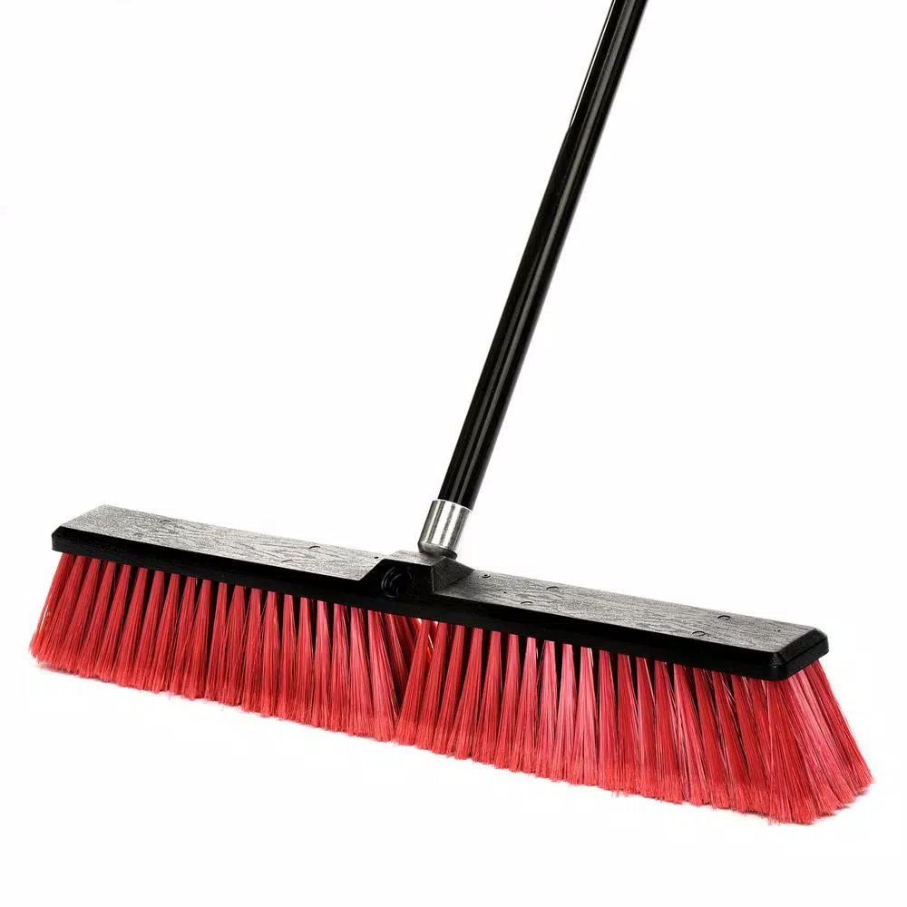 Alpine Industries 24 in. Red Indoor Outdoor Push Broom, 3-Pack