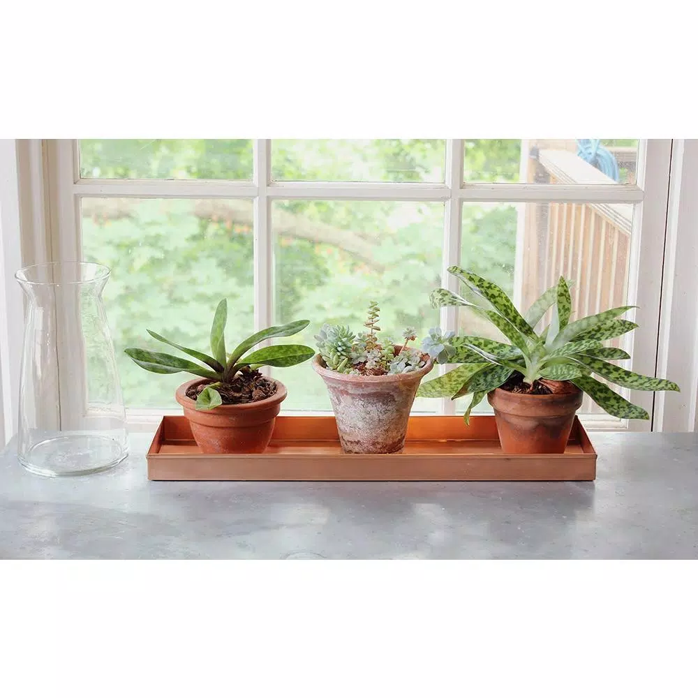Achla Designs 20 in. Polished Copper Plated Stainless Steel Decorative Long Serving Tray
