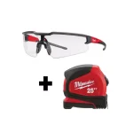 Milwaukee 25 ft. Compact Tape Measure and Safety Glasses Bundle with Clear Lenses thumbnail 1