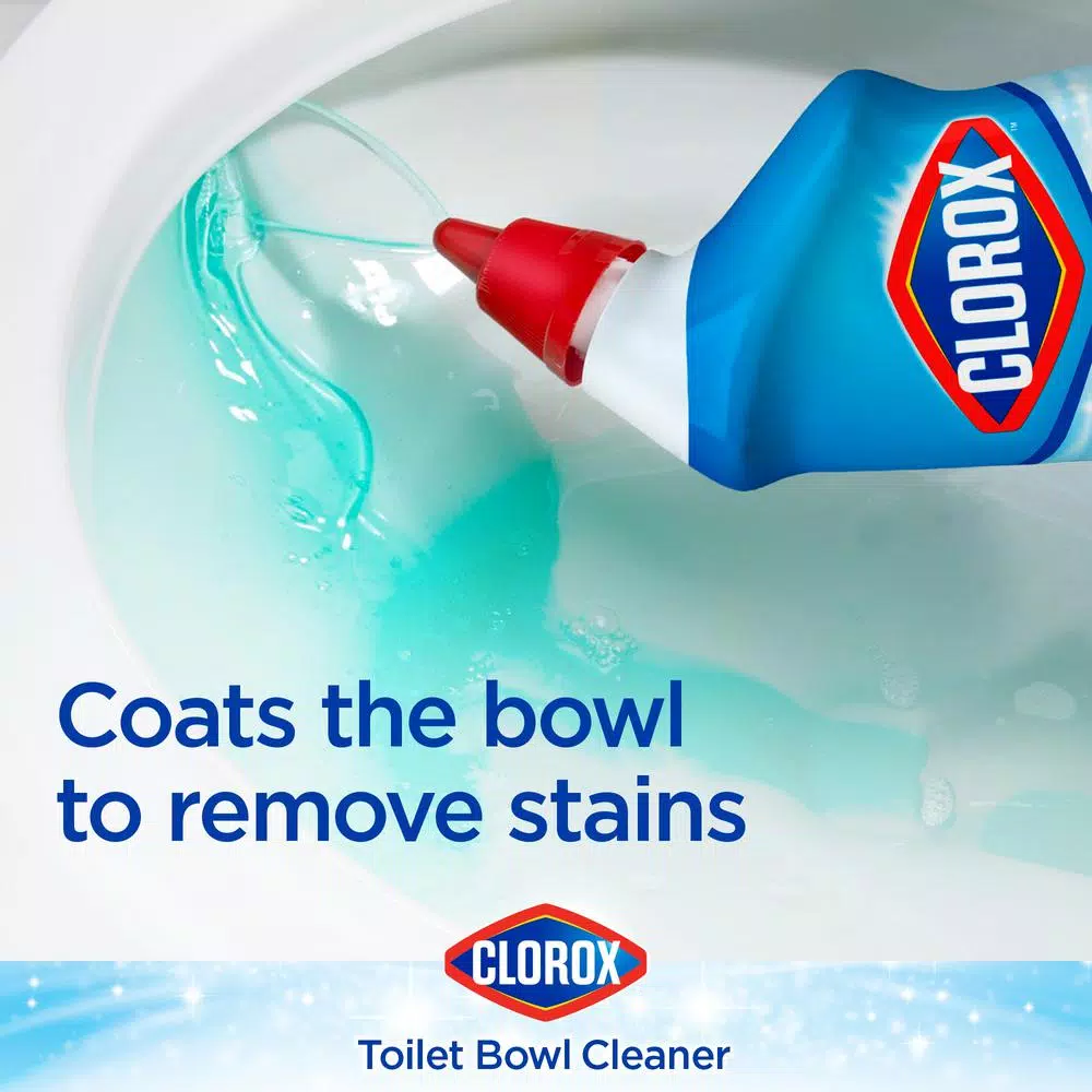 Clorox Toilet Bowl Cleaner with Bleach, Rain Clean Scent, 24 oz (2-Pack)