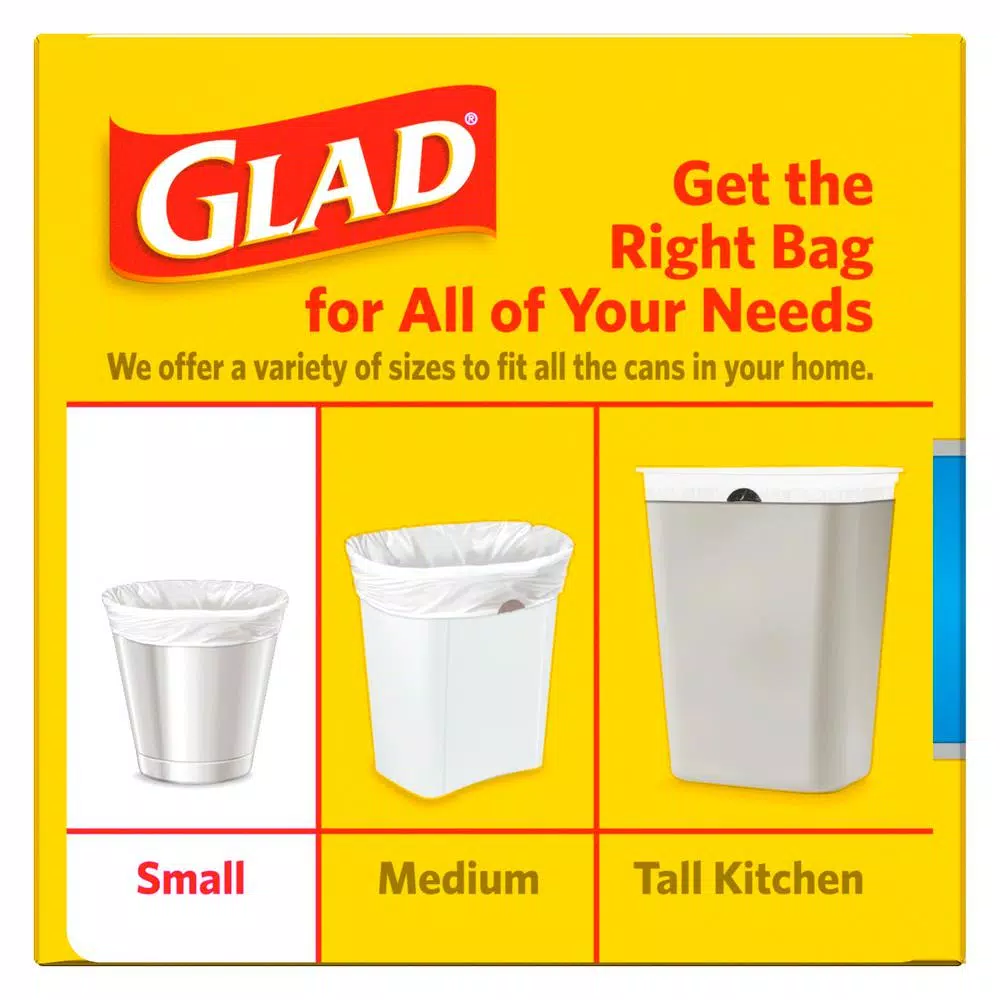Glad OdorShield Small Trash Bags, 4 Gal, Fresh Clean Scent, Quick-Tie, 26-Count (2-Pack)