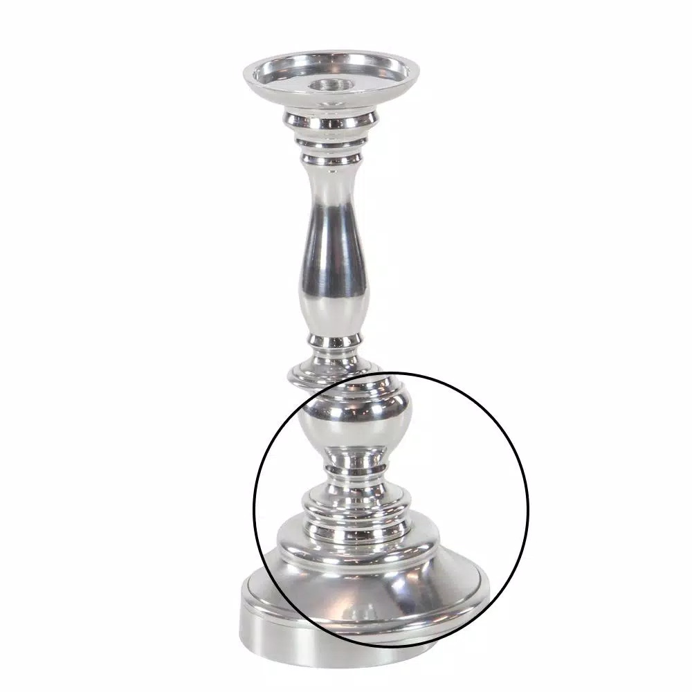 LITTON LANE Classic Aluminum Candle Stick Set of 3 - 10 in. x 14 in. Polished Silver Finish