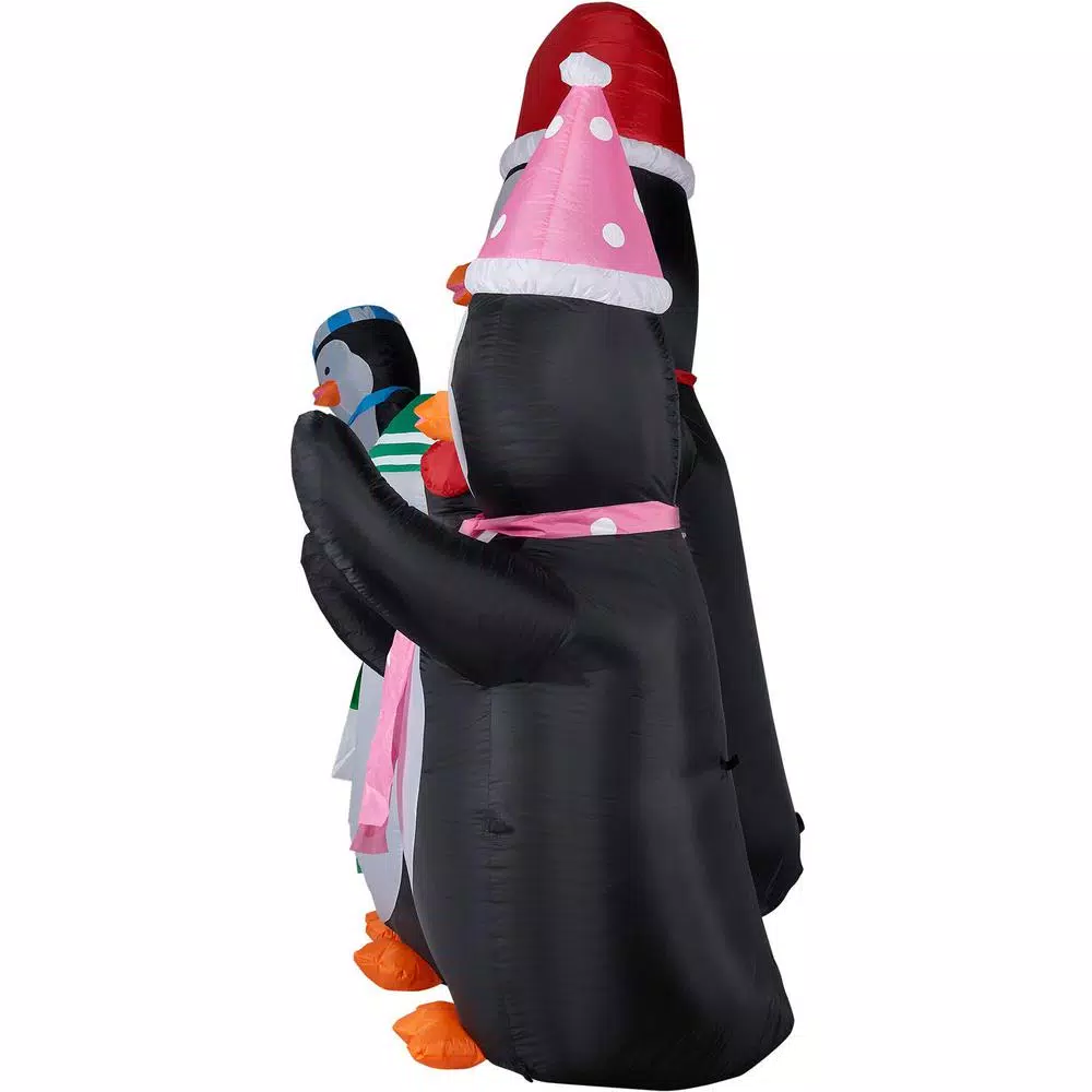Fraser Hill Farm 10 ft. Penguin Family Christmas Inflatable with White Lights