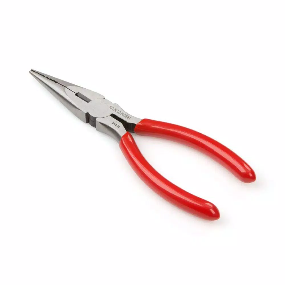 TEKTON 6 in. Long Nose Pliers with Crosscut Teeth and Wire Cutter