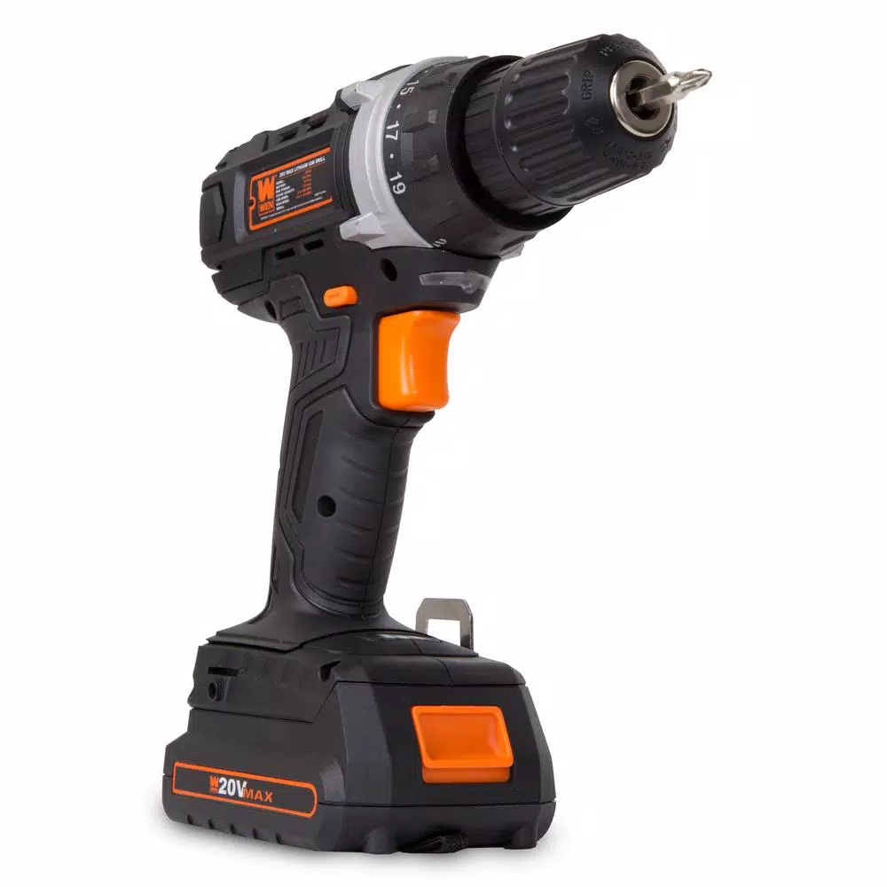 WEN 20V MAX Lithium-Ion Cordless 3/8 in. Drill/Driver Kit with Bits and Carrying Bag